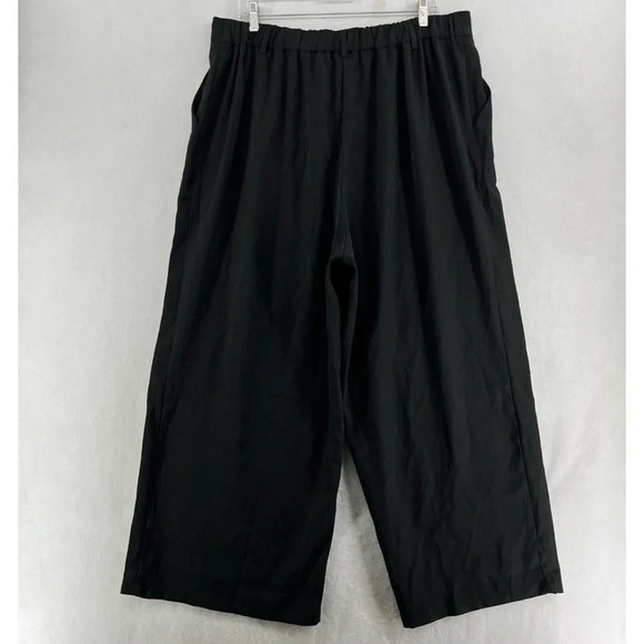 Cider Pants Women's Sz 1XL Black High-Rise Cropped Wide Leg Elastic Waist - Picture 2 of 13